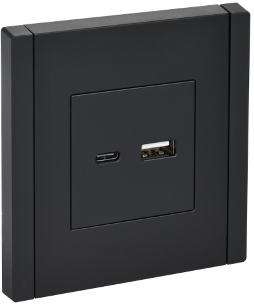 FORTE&PIANO Розетка USB A+C 18Вт FP151 черный IEK