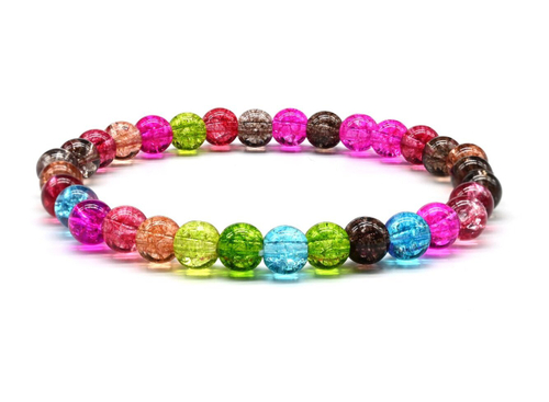 Браслет из кварца тонированного шарик 6 мм. цв. ассорти, 16 см