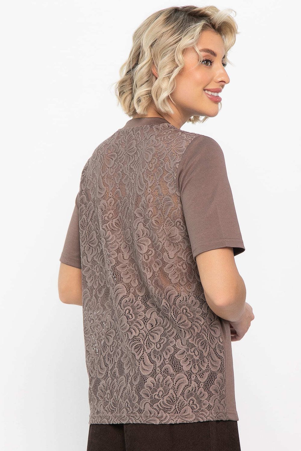 Футболка кружевная Нэсти (коричневая) Б14656-10М LT Collection