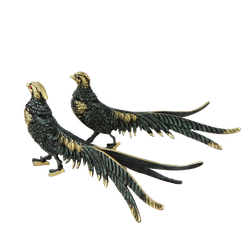 Bello De Bronze Статуэтка Фазаны пара, бронза с покрытием "с синим отливом"