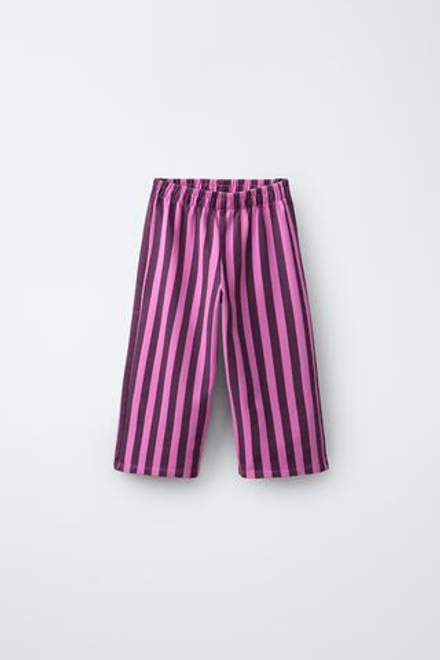 ZARA БРЮКИ-КЮЛОТЫ В ПОЛОСКУ, ЯРКО-РОЗОВЫЙ