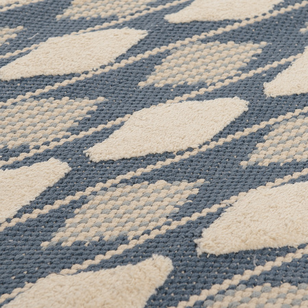 Ковер из хлопка синего цвета argyle из коллекции ethnic, 70х160 см