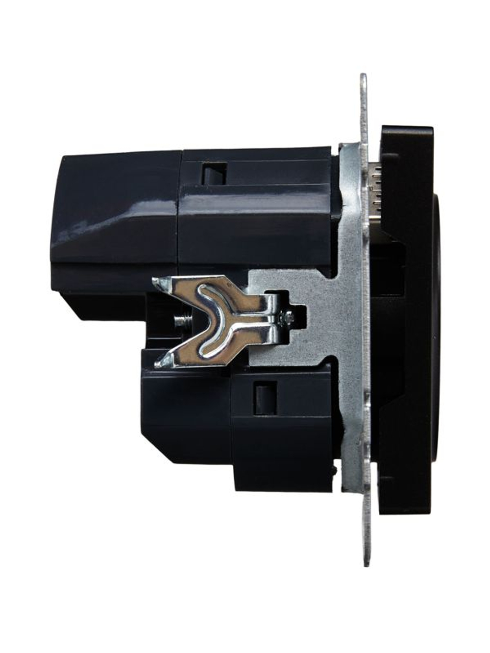 Розетка BRITE РЮш10-1-БрЧ 16А с USB A+A 2.1А с заземл. защ. шторки механизм черн. IEK BR-R14-16-U21-D21-K02