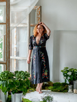 Бохо платье черное с вышивкой