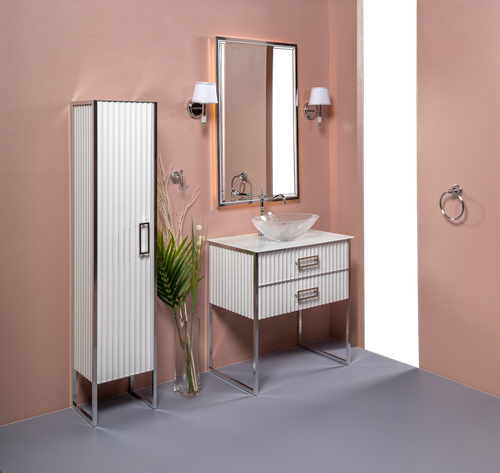 Armadi Art Зеркало MONACO с подсветкой 70*110CM глянец белая +хром