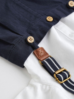 Боди с длинным рукавом и брюки на подтяжках в комплекте для малышей Next N31-190, Темно-синий, Белый