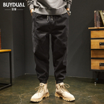 Мужские повседневные брюки на осень, в японском стиле, модные, свободного кроя, больших размеров, зауженные, стильные брюки-карго, длинные брюки для весны и осени, мужской стиль.