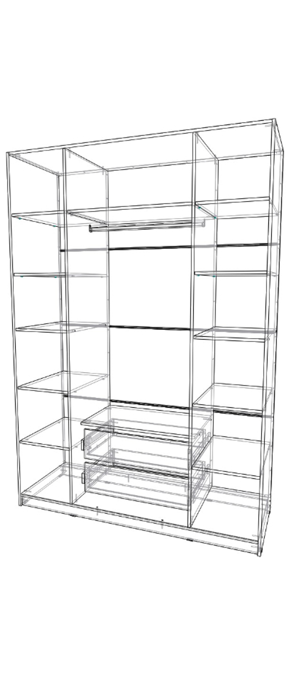 шкаф четырёх створчатый 600×1600×2300 Вектор