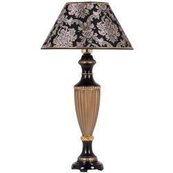 Настольная лампа Ваза Ребристая Бронза с абажуром №38 Vatican (Ватикан) Черный