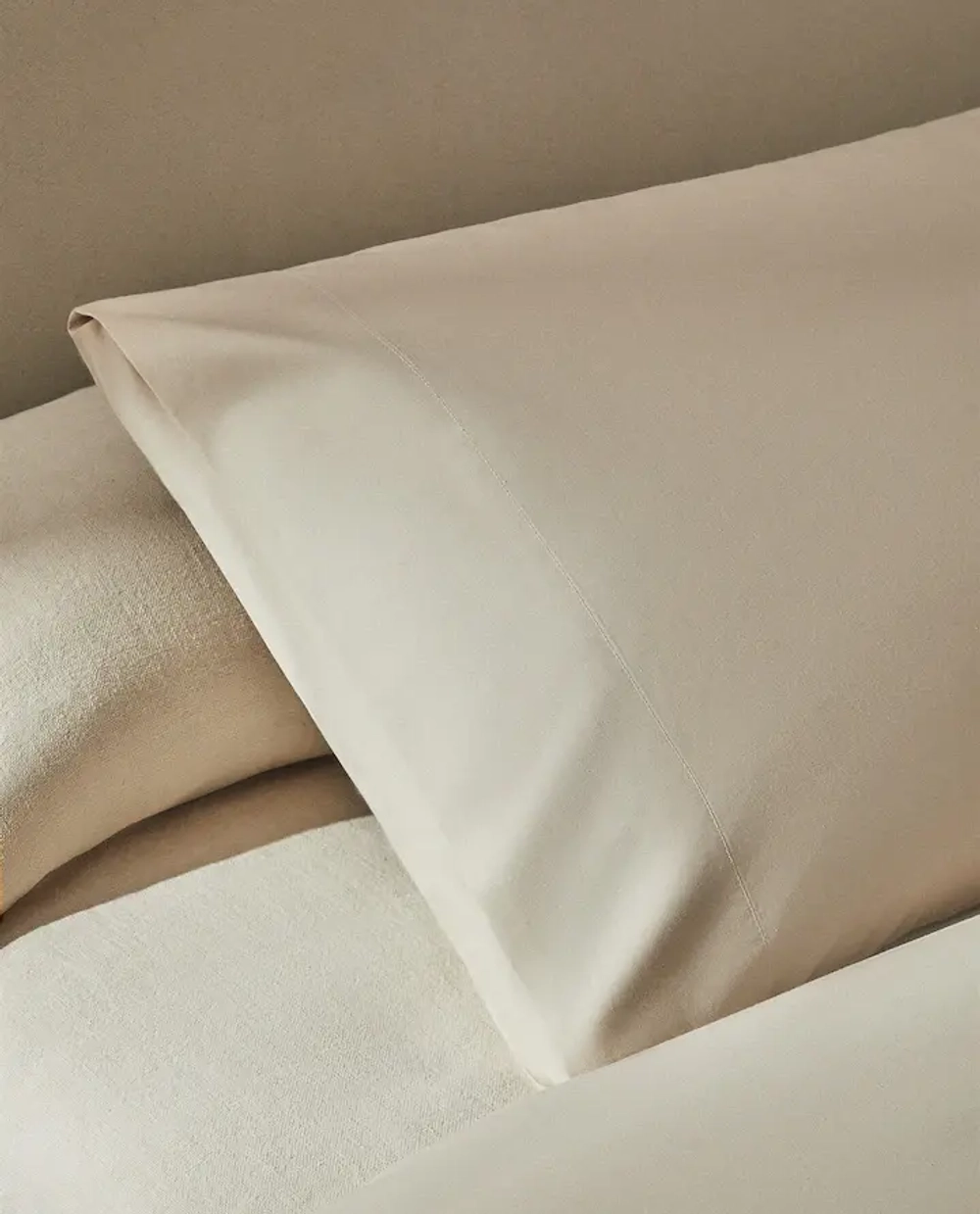 ZARA HOME (200 НИТЕЙ) НАВОЛОЧКА ИЗ ПЕРКАЛЯ, ПЕСОЧНЫЙ
