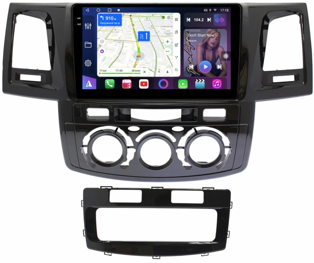 Магнитола для Toyota HiLux 7 2011-2015 - FarCar 143M монитор 9.5" QLED на Android 14, TS18, CarPlay, 4G SIM-слот