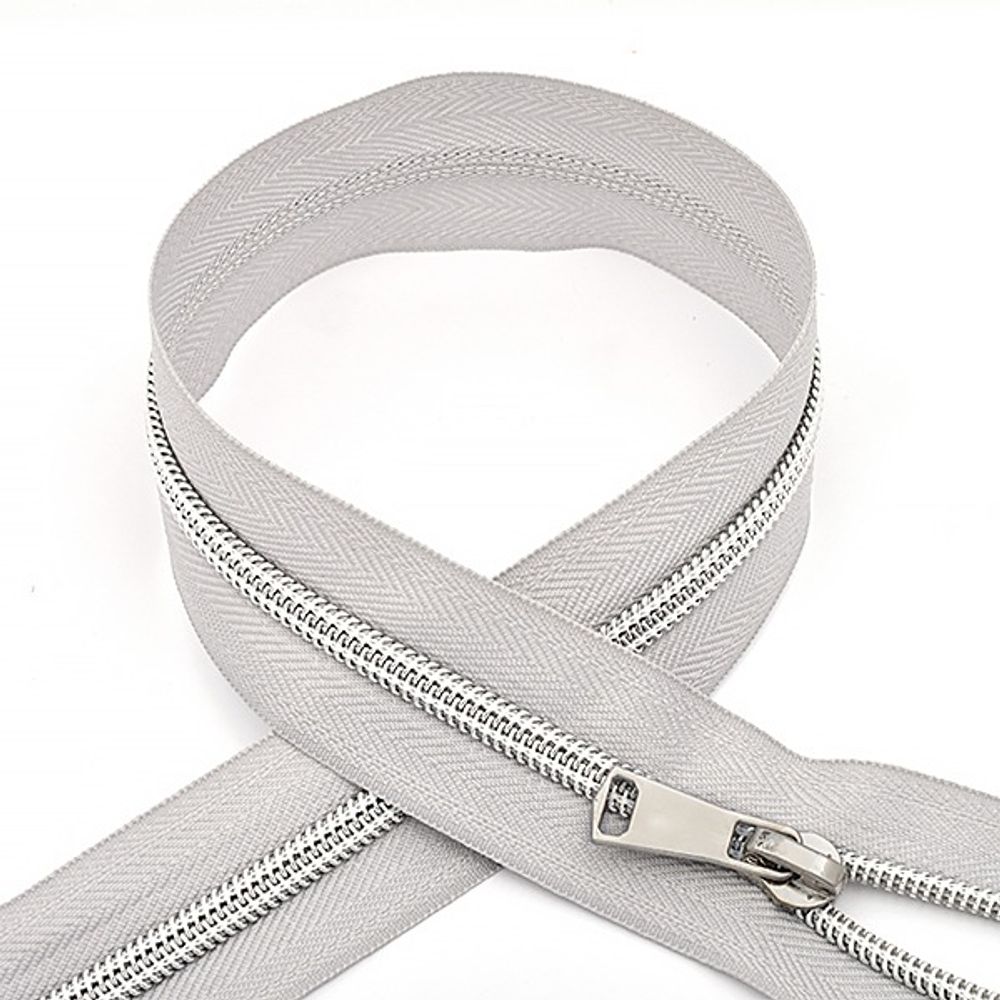 Молния спираль Т5, L 55 см, серый