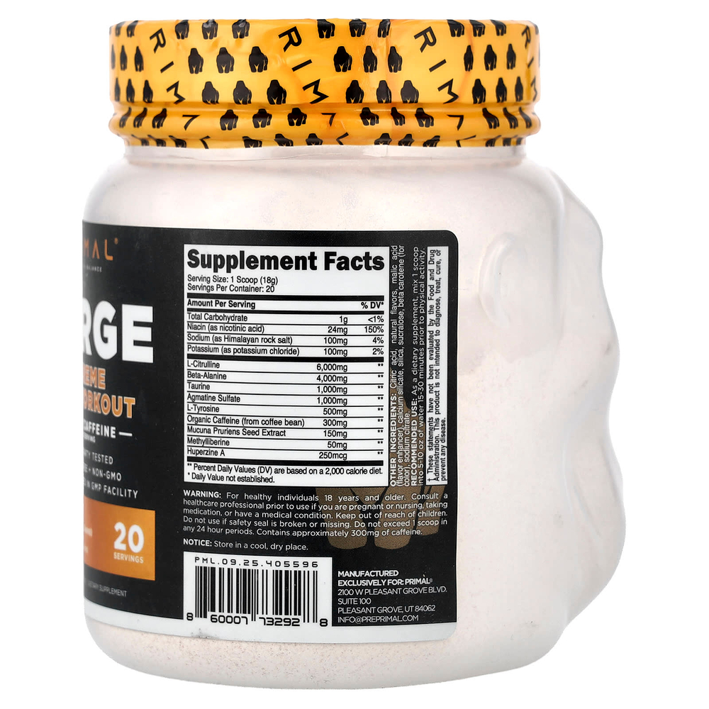 PrePrimal, Purge, Xtreme Pre-Workout, предтренировочный комплекс, PEG, 362 г (12,93 унции)