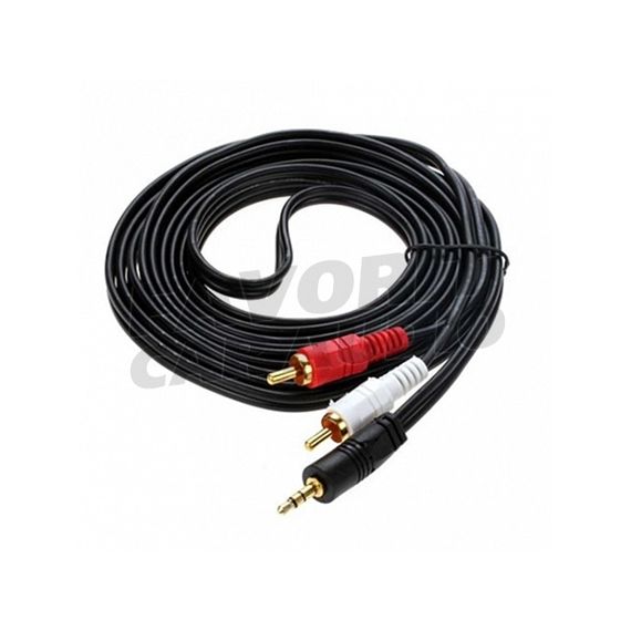 Кабель AUX, Jack 3,5mm(m) - 2xRCA(m) VS R050, 5.0м, круглый, силикон, цвет: чёрный