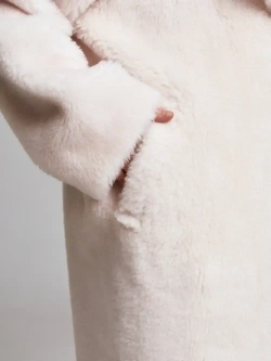 Шуба чебурашка длинная из овечьей шерсти, жемчужная, SilverFox