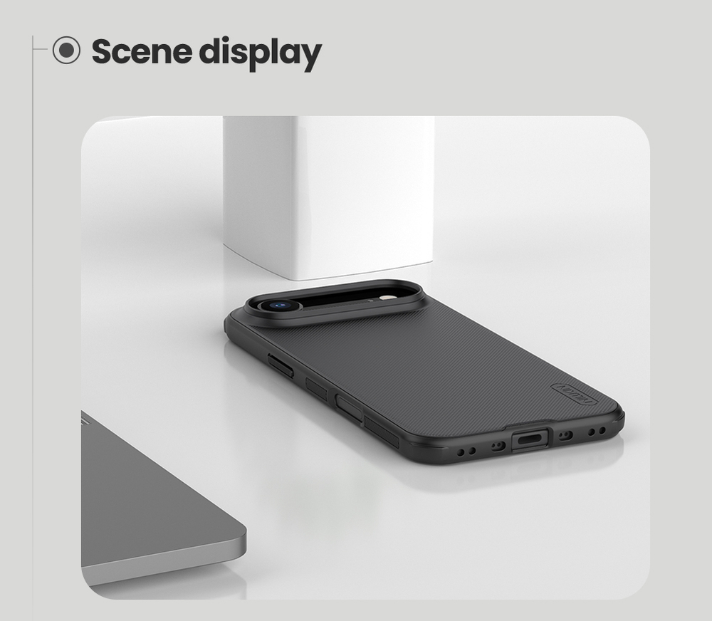Противоударный чехол черного цвета от Nillkin для iPhone 17 Air, серия Super Frosted Shield Pro