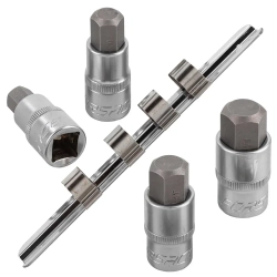 Набор головок-бит Hex 6-гранных, 4 пр. (Н12,Н14,Н17,Н19мм, L-55мм) 1/2'', на планке Forsage F-40917