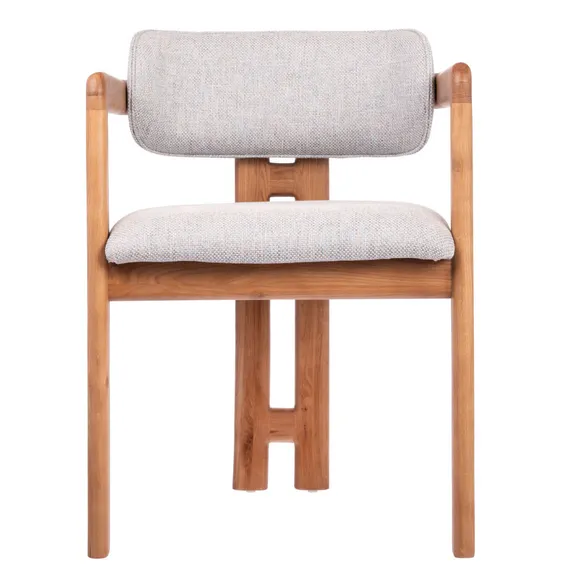 Стул Oberon, бежево-голубая рогожка, ножки орех