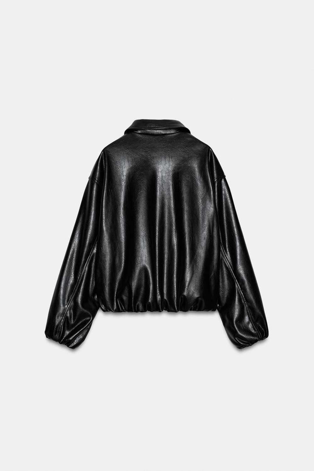 ZARA БОМБЕР ИЗ ИСКУССТВЕННОЙ КОЖИ, ЧЕРНЫЙ