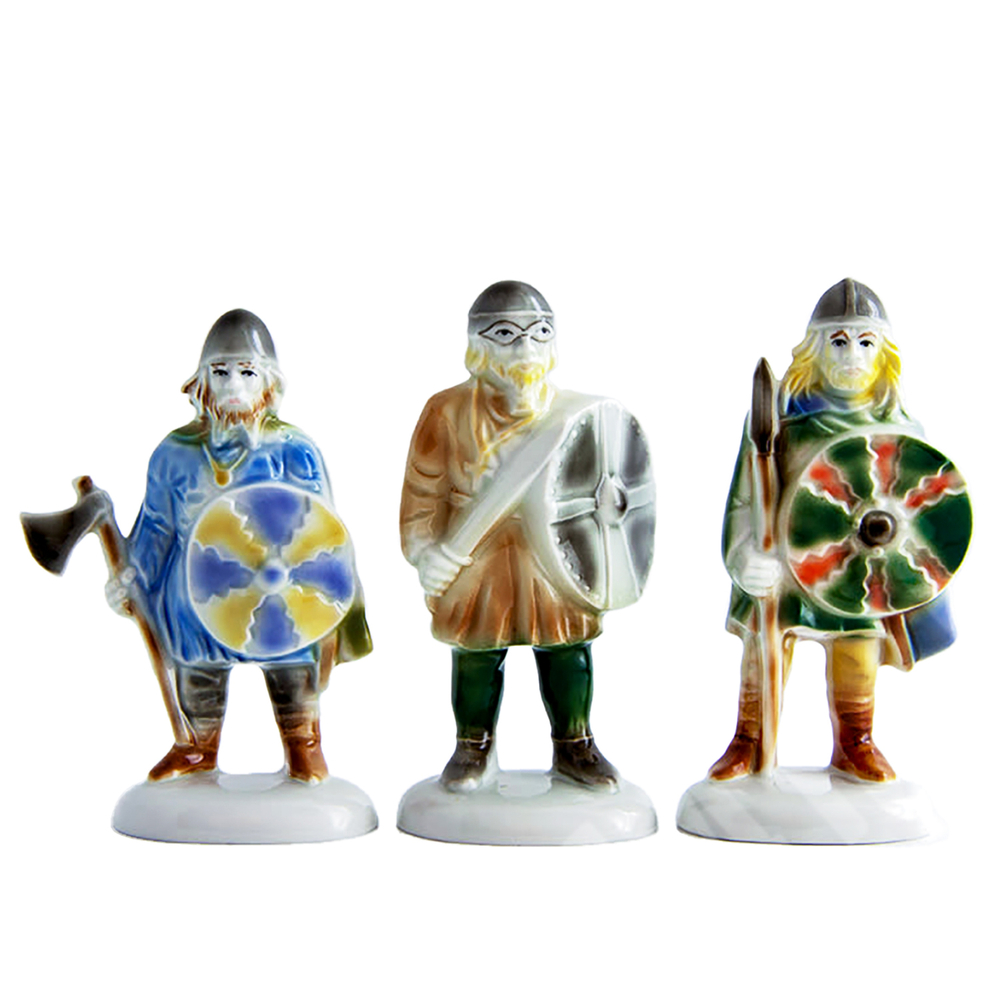 Викинги. Комплект фарфоровых фигурок. 6 шт. Wagner & Apel (W&A), Тюрингия, Германия. 1949–1951