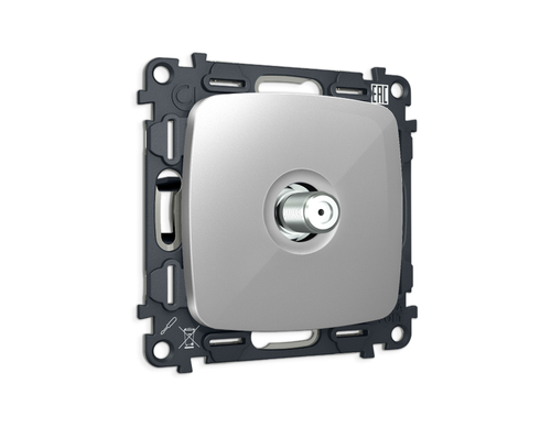 MO413050 Комплект механизма TV розетки SAT 5-2400MHz 3.5dB OMEGA Серебро глянец QUANT (OP4130, VM215)