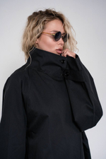 Тренч A-силуэта с высоким воротом  из премиальной ткани