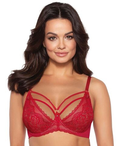 Бюстгальтер на косточках с мягкими чашками и декоративными бретелями (Размер: 75I) (Цвет: бордовый)