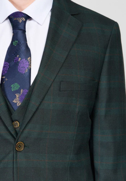 Мужской костюм тройка в клетку (зеленый) В85