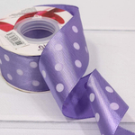 Лента Атласная 3,8см х 28м Сатин горох (Сиреневый)