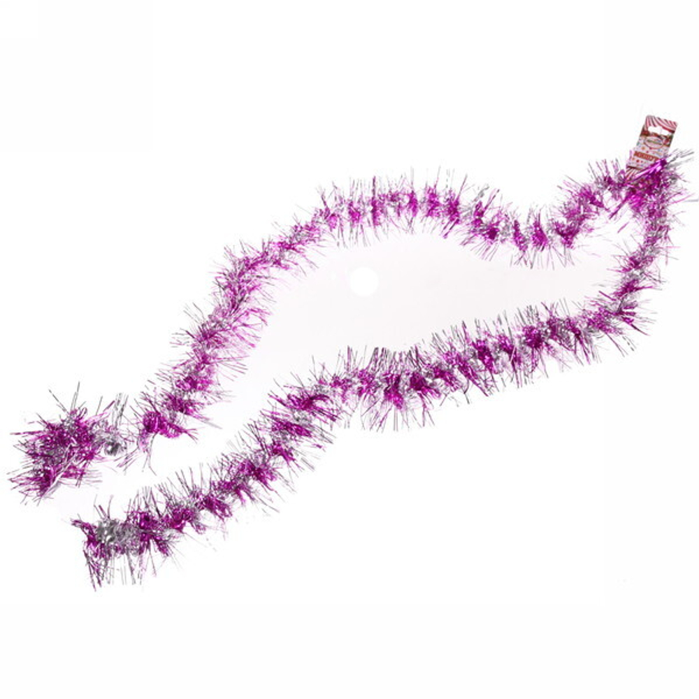 Мишура 2м 9см «Фейерверк» розовый/серебро