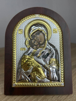 Владимирская БМ, икона арочная, красное дерево 150х200
