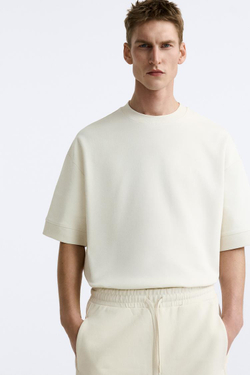 ZARA ТОЛСТОВКА ИЗ ПЛОТНОЙ ТКАНИ, ЖЕЛТОВАТО-БЕЛЫЙ