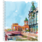 Тетрадь общая 48 листов на мет.гребне  "Питерские скетчи"