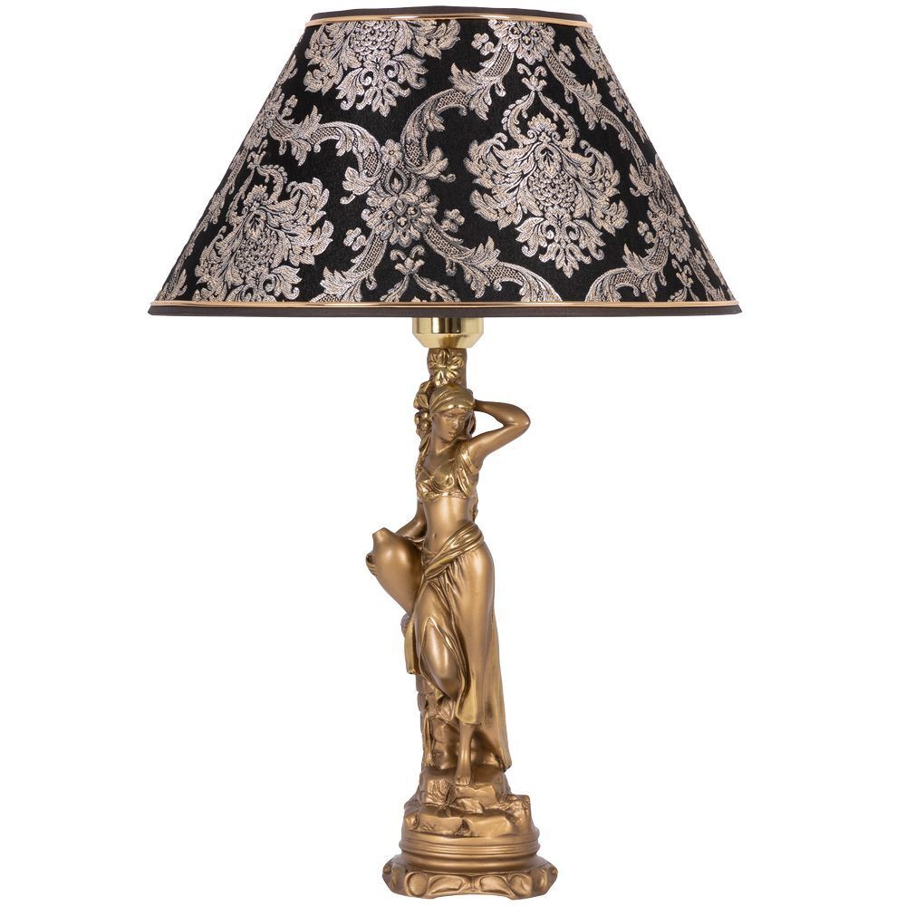 Настольная лампа Девушка с кувшином Бронза с абажуром №38 Vatican (Ватикан) Черный