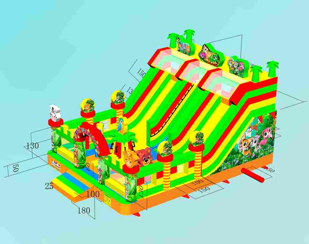 Коммерческий надувной батут «Дружная компания», 8*6*5 м