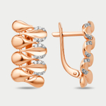 Серьги женские с фианитами из розового золота 585 пробы (арт. 013932-1102)