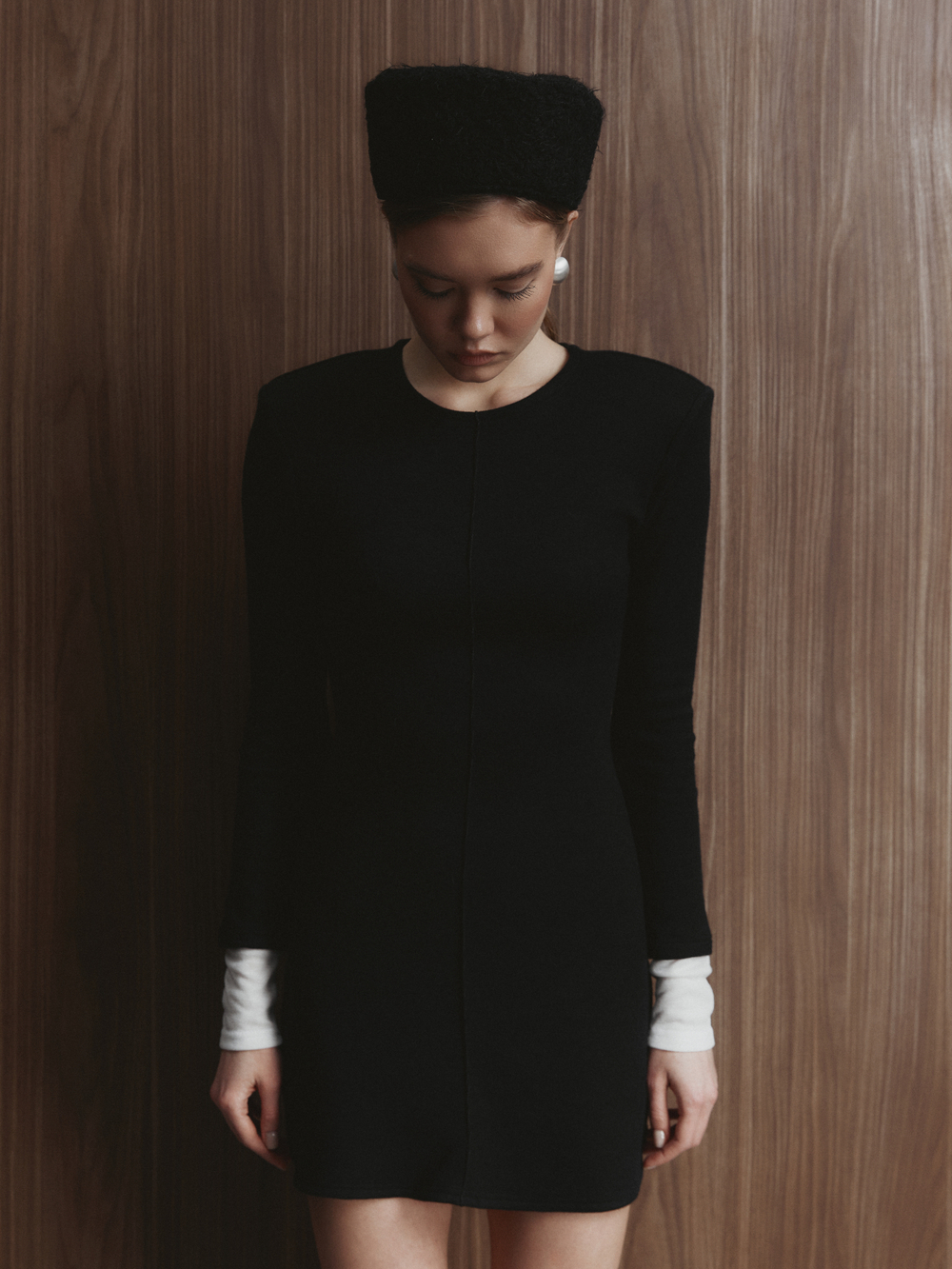 Платье вязаное мини, цвет чёрный