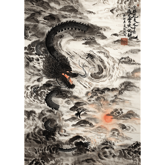 Puzzles - "500 - 48x68cm" - Legend of China, Luna Year: Rising of the Emperial Dragon / XIN LIU_FSC