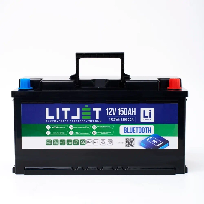 LITJET SMART стартово/тяговый LiFePO4 аккумулятор 12V 150Ah 1920Wh 1200CCA IP67, Bluetooth