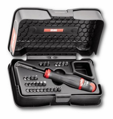 690 1/4 C28 Набор бит с отверточной рукояткой, в пластиковом кейсе, 28 предметов, USAG (Италия)