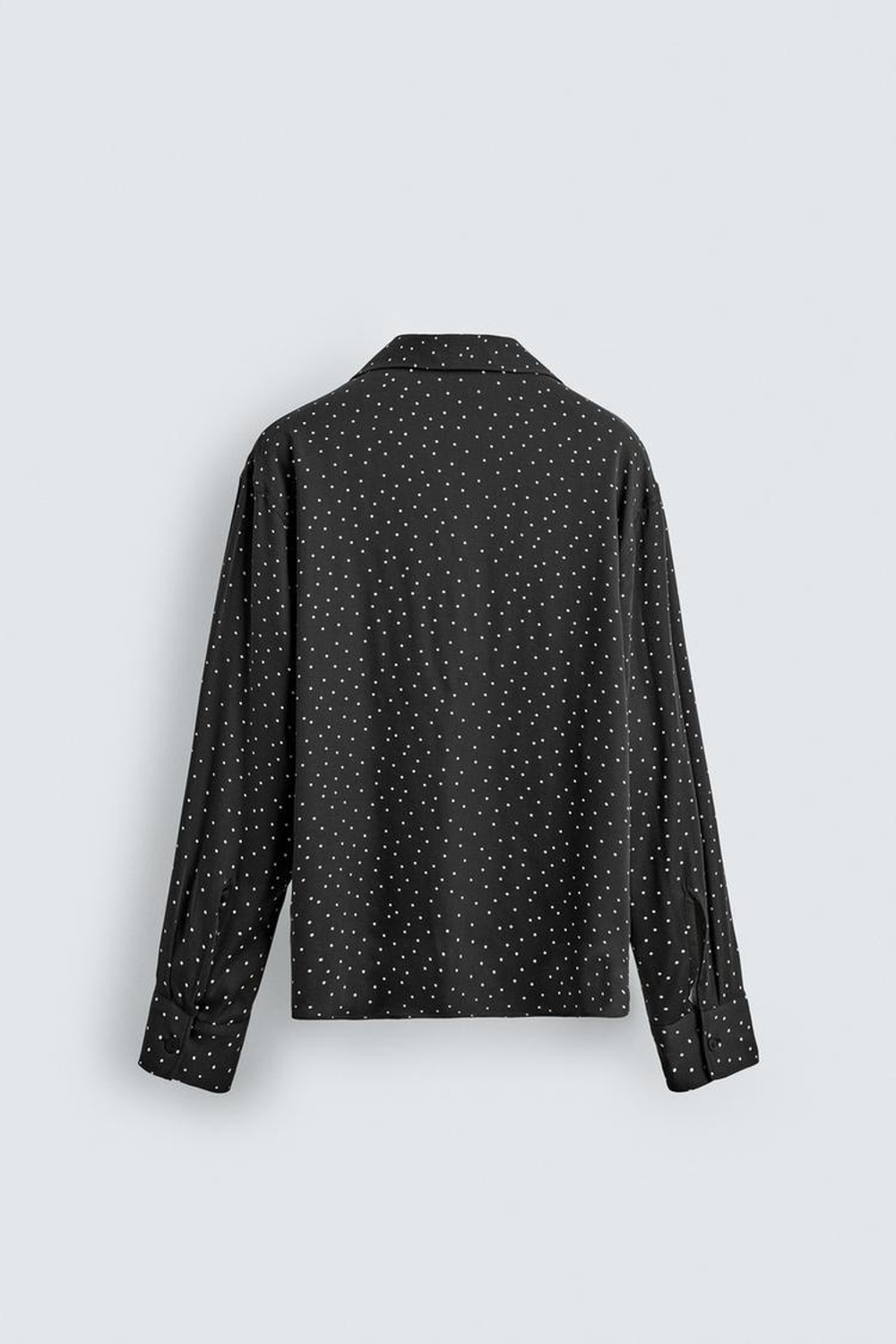 ZARA РУБАШКА СТРУЯЩЕГОСЯ ПОКРОЯ С ПРИНТОМ В ГОРОШЕК, ЧЕРНЫЙ/БЕЛЫЙ