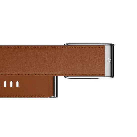 Кожаный люксовый ремешок для Whoop 5.0 LeatherLuxe Straight Band Chestnut/Cream with Titanium