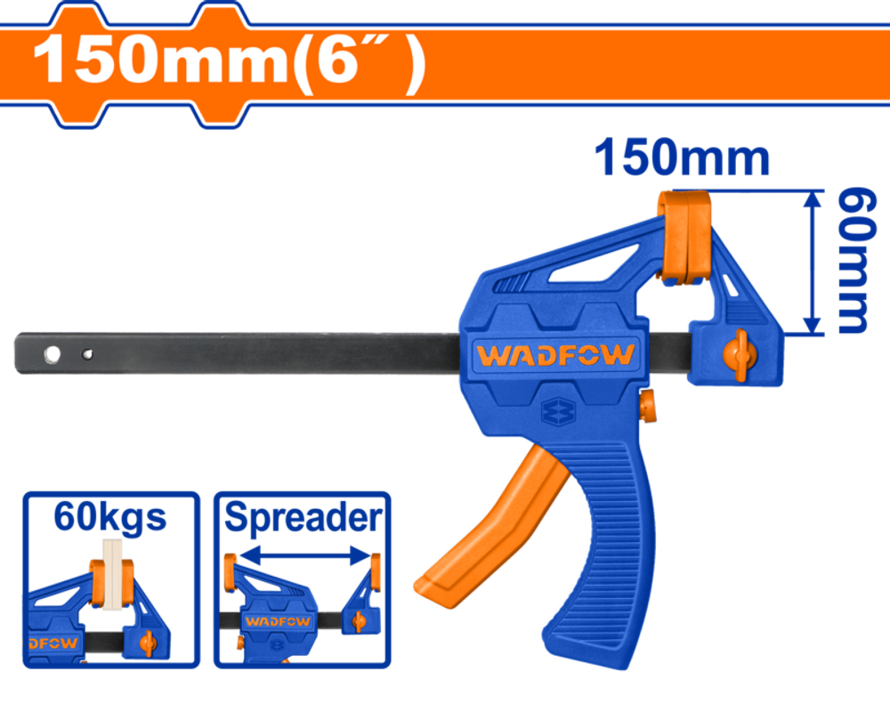 Струбцина быстрозажимная 150х60 мм (6/24) WADFOW WCP4306