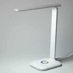Настольный светильник ЭРА NLED-502-11W-W светодиодный с RGB ночником белый | Светодиодные настольные лампы