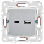 SKANDY Розетка USB A+C 18Вт SK-R13S серебряный IEK