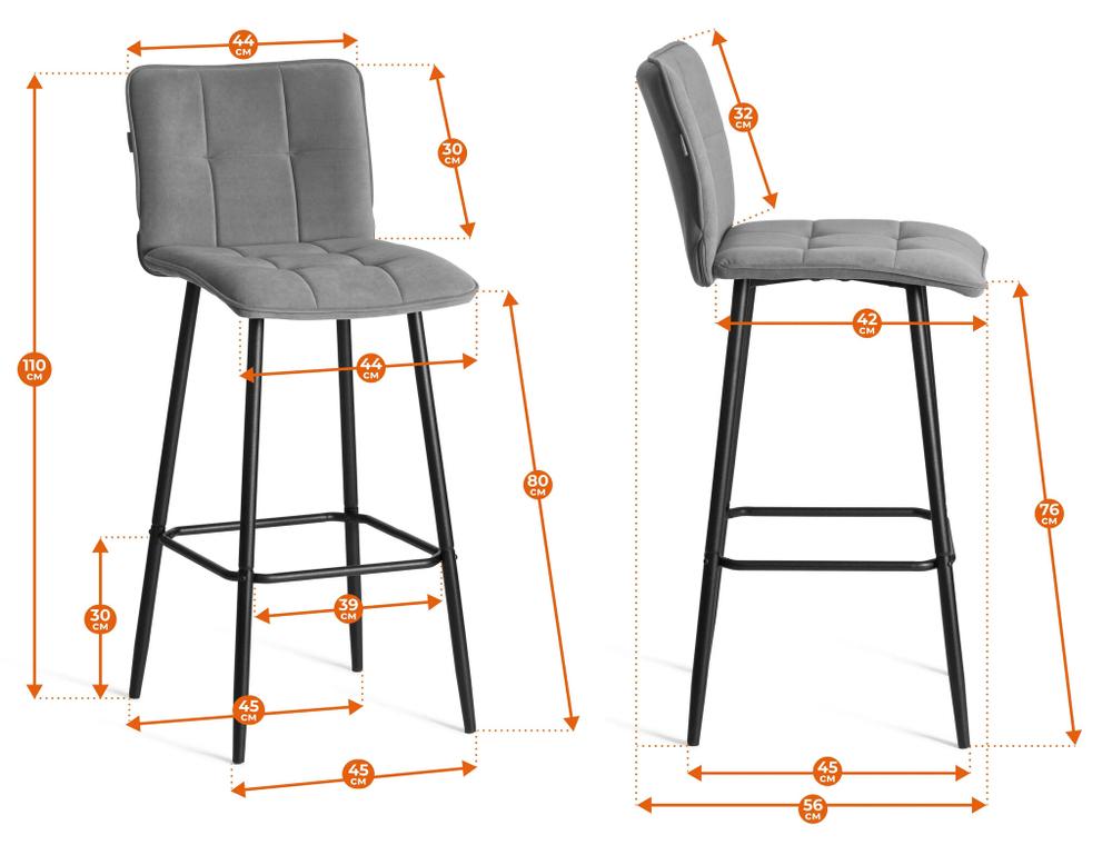Барный стул  Bari/Бари экокожа , бежевый, 45х56х110 см