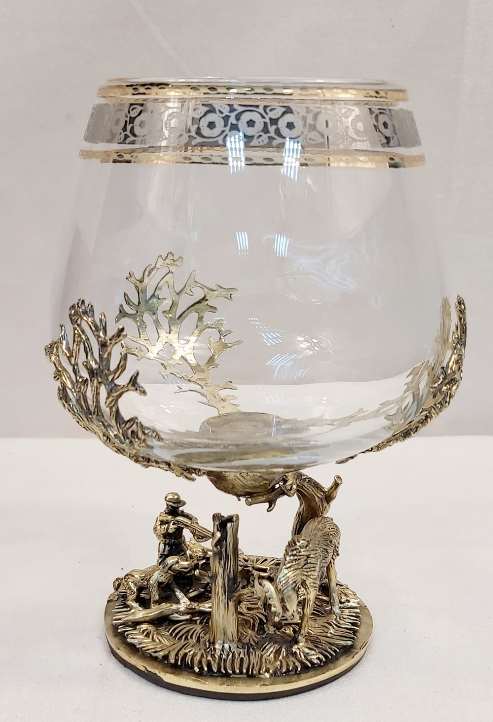 Бокал для коньяка "Охота на лося" в подарочном футляре