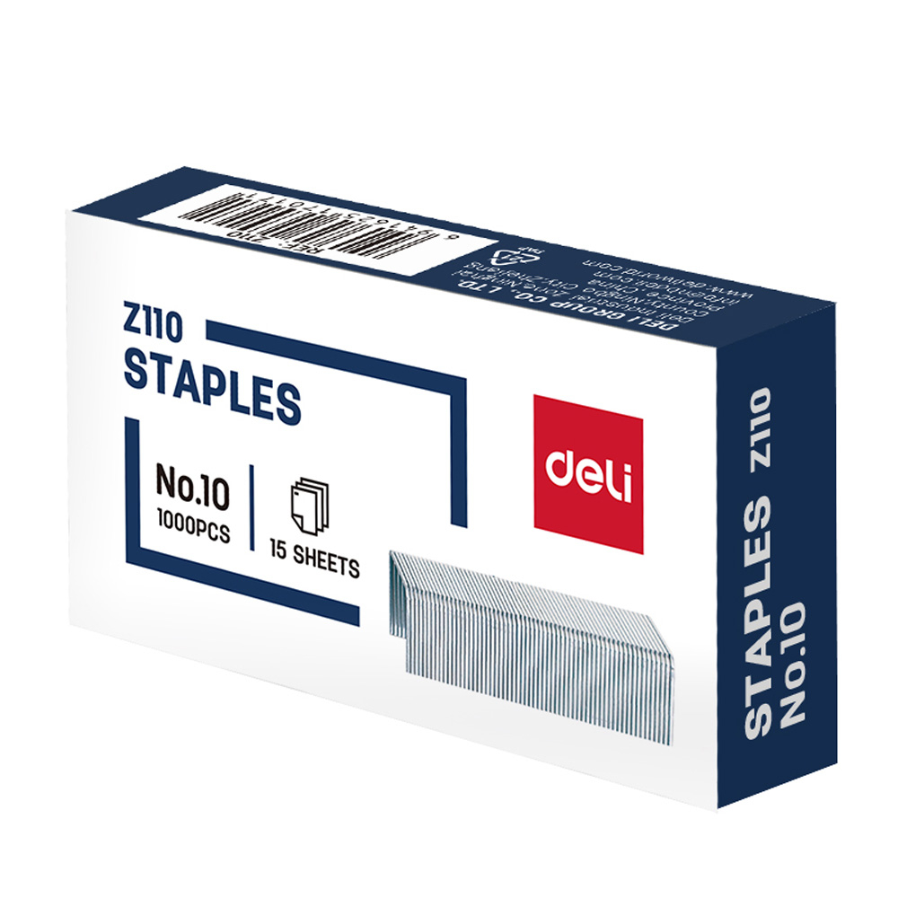 Скобы DELI для степлера №10 (15 листов), 1000 шт/кор серебро