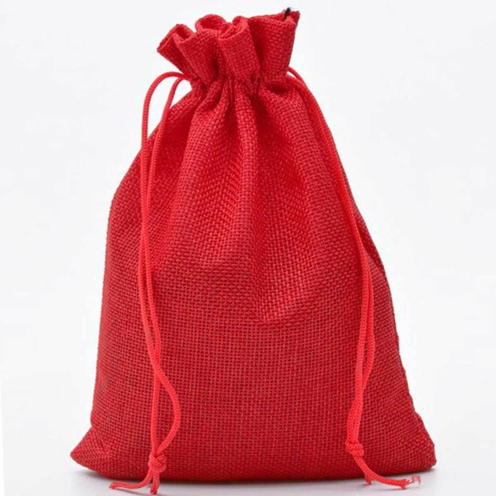 Подарочный мешочек из джута Красный