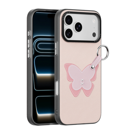Чехол светло-розового цвета (Butterfly Edition) для смартфона iPhone 17 Pro, серия Luvy Series (со съемным ремешком) от Dux Ducis